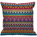 HGOD DESIGNS Cushion Cover Sari Embroidered Pattern Ornament Colorful Ethnic and Tribal Throw Pillow Cover Home Decorative for Men/Women Living Room Bedroom Sofa Chair 18X18 Inch