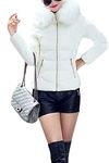 YMING Women's Down Jacket Quilted Jacket Warm Winter Parka Coat Hoodied Jacket White-A M