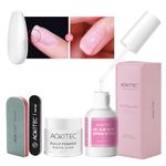 Aokitec 4 PCS Dip Build Powder Kit for Nail Repair - 28g Dipping Powder&Nail Repair Glue, Quick Air Dry Nail Repair Kit for Broken Natural Nails Nail Strengthener Treatment for Damaged Split Weak Nail