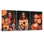 CCWACPP Custom Canvas Prints with Your Photos 3 Panels Personalized Picture Wall Art Customized Gifts for Friends Wedding Family Framed Ready to Hang (3 Photo 3 Panel, 5"x7"x3P(13x18cmx3P))