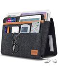 ERKOON Bedside Storage Pocket, Felt Bed Sofa Bedside Hanging Bag Anti-Slip Magazine Holder Home Bed Rails,for Books, Tablet, TV Remote Control, Phone, Accessories (Dark Grey)