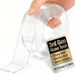 Bekhic® Double Sided Tape Heavy Duty, Clear Mounting Tape 9.85FT Extra Thick Nano Tape (1.2” Wide, 0.08” Thick), Removable & Reusable Wall Adhesive Tape for Pictures, Rugs & DIY