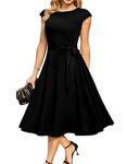 DRESSTELLS Women's Cocktail Dress, Black Formal Wedding Guest Dress, Summer Modest Graduation Prom Party Dress, Casual Funeral Dress 2024 Black L