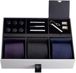 Premium Men?s Gift Tie Set Luxury Silky Necktie Set Pocket Squares Tie Clips Cufflinks Deluxe Box Unique Neckties Business Gift For Him Valentine's Birthday Anniversary Ties Gift Idea For Men