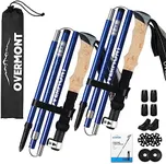 Overmont Collapsible Trekking Poles - Lightweight Folding Hiking Poles for Women Men - Walking Sticks for Hiking - Adjustable Hiking Sticks with Quick Flip Lock & All Terrain Accessories - Set of 2