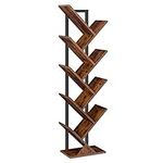 HOOBRO Tree Bookshelf Tall, 9-Tier Floor Standing Book Shelf, Tall Bookcase for CDs Albums, for Living Room, Rustic Brown and Black EBF08SJ01G1