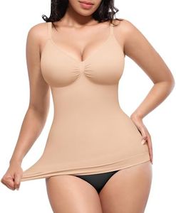 SHAPELLX Shapewear for Women Bodysuit, Seamless Tank Top Tummy Control Cami Body Shaper, V-Neck Camisole Tops Skin M