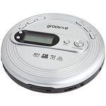 groov e RETRO Radio CD Player - Personal FM Radio with CD-R, CD-RW, & MP3 Music Playback - Anti-Skip Protection, Programmable Tracks - Earphones Included - Micro-USB or Battery Powered - Silver