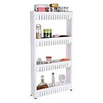 Taylor & Brown 4-Tier Slim Slide Out Kitchen Trolley, Storage Shelf, Moving Wall Cabinets Tower Holder Rack on Wheels, Rolling Storage Unit Cart for Kitchen/Laundry/Bathroom