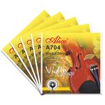 ALICE A704 Violin string Set, Plated Steel Plain String, Steel Core, Al-Mg and Ni-Fe Winding PACK OF 5
