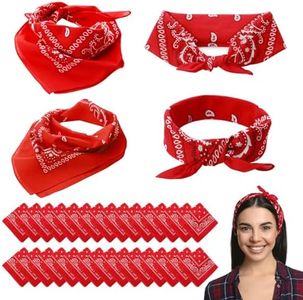 eggigi 30 Pcs Fashion Paisley Design Bandana, Multi-Purpose Square Scarf Headband Handkerchiefs for Men Women (Red)