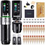 Dragonhawk Tattoo Kit, L3 Cordless/Cord Complete Tattoo Gun Rotary Pen Machine Kit, 2 Batteries, Power Supply with Extra Battery Rca Jack Part for Pro Artists