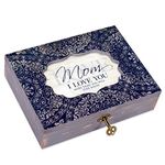 Mom Decoupage Navy Medallion Musical Box Plays Tune Wind Beneath My Wings