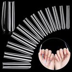 LIONVISON 3XL Extra Long Tapered Square False Nails, 240Pcs Clear Square Straight Fake Nail Tips for Acrylic Nails, 12 Sizes Full Cover Press On Nail Tips for Manicure Salon DIY Nail Art