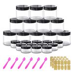 4 oz 120ml Small Plastic Containers with Lids 12pcs + 12pcs 20g/20ml Small Sample Pots 24pcs Plastic Jars with Lids Cosmetic Travel Pots for Cream, Lip Scrub, Body Butters, Slime, Craft Storage