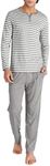 DAVID ARCHY Men's Pyjamas Sets, Cotton Men's Loungewear Set, Breathable and Comfortable Comfortable Sleepwear Pjs Set, Set A: Grey, XL