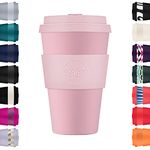 Ecoffee Cup 14oz 400ml Reusable Eco-Friendly 100% Plant Based Coffee Cup with Silicone Lid & Sleeve - Melamine Free & Biodegradable Dishwasher/Microwave Safe Travel Mug, Local Fluff