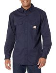 Carhartt Men's Flame Resistant Classic Twill Shirt,Dark Navy,Large