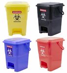 GOMSUN Bio Medical Pedal Garbage Waste Dustbin 16 LTR (YELLOW + BLUE + BLACK + RED PACK OF 4)