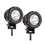 Super Bright Offroad 2.6" Round LED Fog Light Pods for Motorcycle, 6000K Cool-White Long Range Spot Beam, Rugged Die-Cast Aluminum Housing, Corrosion/Vibration Resistant Waterproof, 12V/24V DC, 2-Pack