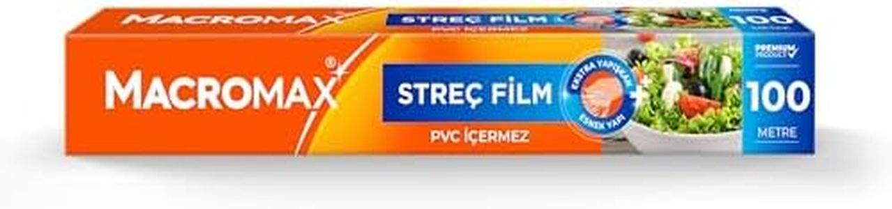 Macromax Stretch Film 100 Meters, Large Economy Size, PVC Free, Stretch Film That Keeps Food Fresh
