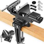 Bench Clamp Vise, Dual-Purpose Combined Universal Table Vise with 360° Swivel Vice Base, 3.3" Home Vise and Heavy Duty Clamp-On Vise with Quick Adjustment for Woodworking