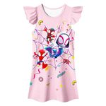 TICODY Spider-Gwen Nightgowns Girls Kids Pajamas Girls Nightdress Nightie for Girls 3-8Y