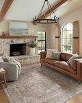 Magnolia Home by Joanna Gaines x Loloi Millie MIE-04 Collection Brick/Fog 5'-3" x 7'-6" Area Rug