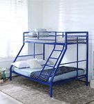 Royal Interiors Parsons Queen + Single Twin Over Twin Metal Bunk Beds | Bunker Bed for Adults | Double Decker Bed for Kids Room Furniture | Frame Only, Mattress not Included, Glossy, Multicolor