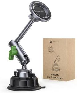 miracase Heavy Duty Aluminum Alloy Car Phone Holder for Magsafe, CNC Machined Metal Arm w/Friction Lock Joint & Large Vacuum Suction Cup, 360° Rotatable Windshield Holder for iPhone & All Smartphones