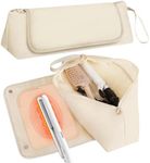 AKIT Hair Tool Travel Bag for Flat Irons, Hair Accessories, Hair Dryer, Straighteners, Hair Travel Bag with Heat Resistant Mat, Portable Organizer Curling Iron Travel Case Essentials for Women-Beige