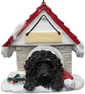 Black Labradoodle Ornament A Great Black Labradoodle Owners Hand Painted and Easily Personalized Doghouse Ornament with Magnetic Back