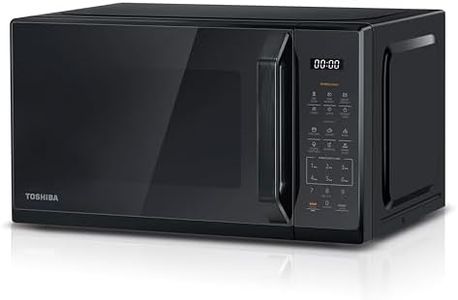 TOSHIBA Black Mirror Microwave 20Liter 800W Digital Solo Small Microwave With 11 Power Levels, One Touch Express Cook with 6 Auto Menus, Defrost, Digital Display, Perfect for 9''Pizza, MW3-EM20PF(MB)