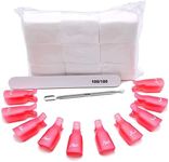 ArRord Professional Gel Nail Polish Remover Kit Tools Set 10 x Nail Polish Remover Clips / 800 x Nail Polish Remover Cotton Pads / 1x 100/180 Nail File /1x Gel Nail Polish Cuticle Pusher