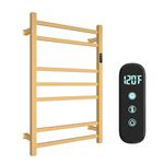 Luxury Heated Towel Rack Wall Mounted Towel Warmers, Towel Warmer Rack for Bathroom with Timer & Temperature Multi-Level Adjustable, Hardwired and Plug-in Compatible (Brushed Gold) (7 Bars)