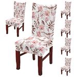 BRIDA Polyester Spandex Stretchable Floral Geometric Printed Dining Chair Covers Elastic Chair Seat Case Protector, Slipcovers (6 Chair Cover, Watercolor Flowers), Multicolor