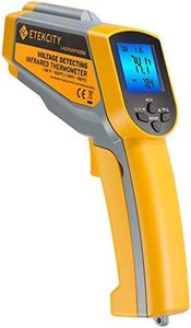 Etekcity Infrared Thermometer 1025D (Not for Human) Dual Laser Temperature Gun-58℉~1022℉ (-50℃~550℃) with Adjustable Emissivity, Non-Contact Voltage Tester (NCV), Standard Size, Yellow & Gray