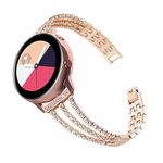 OBOE Diamond Bling Stainless Steel 22mm Universal 3 Chain Design Bracelet Replaceable Strap Compatible with Samsung Galaxy Watch 3 (45mm) / Samsung Gear S3 (Rose Gold)
