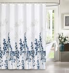 Home Beyond & HB design - Shower Curtain Set with Hooks - Water Repellent Polyester Fabric Shower Curtain with 12 Plastic Hooks - Navy Floral, 72 x 72 Inches