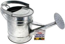 Rysons 5 Litre Galvanised Metal Watering Can Silver Rose Head 1pc x 1 Indoor Outdoor Gardening Tool Flower Plants Metal Handle Bucket with Welari Thank You Card | (1pack) (1can)