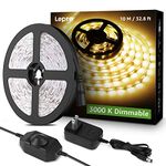 Lepro LED Strip Lights, 32.8ft 24V Dimmable and Flexible Strip Lights, 3000K Warm White, 600 Units 2835SMD Tape Light for Home, Kitchen, Bedroom, Car and More, Non Waterproof, Power Adapter Included