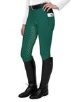 FitsT4 Sports Women's Full Seat Riding Tights Active Silicon Grip Horse Riding Tights Equestrian Breeches, Forest Green, M