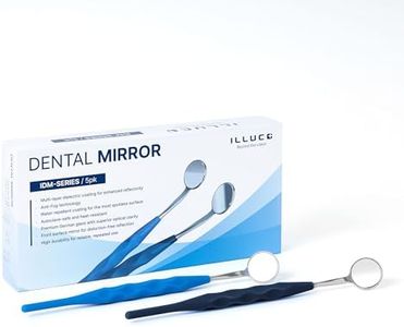 ILLUCO Dental Mirror (5-Pack) with Handles Fog-Resistant, Autoclavable 100X, no Ghost Image, 99% reflectance, no Distortion (1X Magnification Dark Blue Handle)