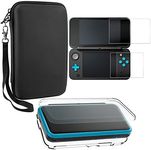 Protective Cases for Nintendo New 2DS XL with Screen Protectors, AFUNTA 1 Crystal Clear Case and 1 EVA Carrying Case for 2DSXL Console, with 2 Pcs Anti-Scratch Tempered Glass Films for Screens