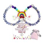 Ziper 2pcs Dog Cat Memorial Gifts for Who Loss of Pets,Rainbow Bridge Bracelet for Pet,8mm 7 Chakra Bead Healing Bracelet