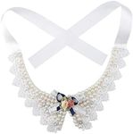 Pet Beautiful Pearl Necklace, Teddy Adjustable Bow Tie with Pearl Dogs Neck Collar Wedding Party Pets Headwear for Pets Cats Dogs Puppy Kitty Kitten