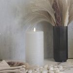 LumiPur Signature Natural Glow Flickering Flameless LED Wax Pillar Candle (4" x 8", Gray Fog)