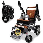 MALISA Electric Wheelchair, Automatic Folding Power Wheelchair for Adults, Foldable Motorized Wheel Chair, Portable Lightweight All Terrain Wheelchairs, Toronto Dispatch (Premium Leather Seat)