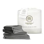 Threadmill 100% Organic Cotton Flat Sheet,Queen Size 4 Piece Dark Grey,Certified by GOTS,Soft and Cooling Sheet Set with Reusable Pocket,Snug Fit with 16" Deep Pocket,Ultra Light and Eco-Friendly