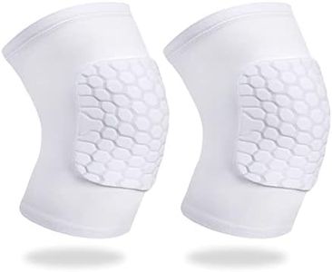 Knee Compression Pads,Basketball Knee Pads with Honeycomb Padding, Breathable and Non-Slip Knee Pads for Volleyball Gym Running Workout Sports, Hex Knee Pads Sleeves for Men and Women S (A Pair White)